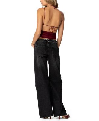 Strappy Ruched Mesh Top