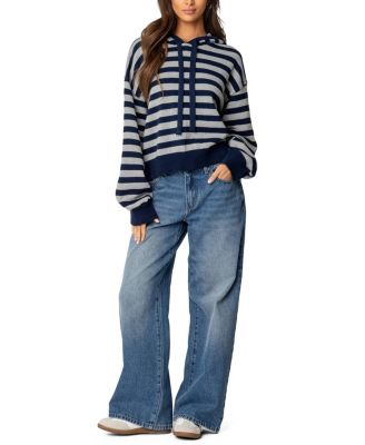 Striped Hooded Knit Sweater