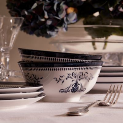 Et Cie Bruges Blue Porcelain 16 Piece Dinnerware Set, Service for 4