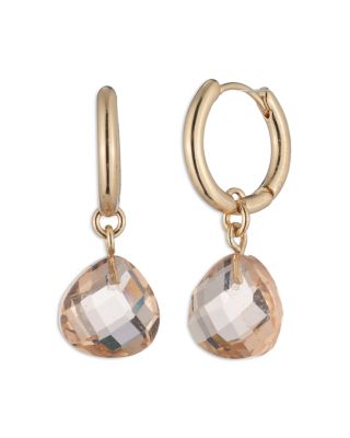 Crystal Drop Hoop Earrings, 1"L