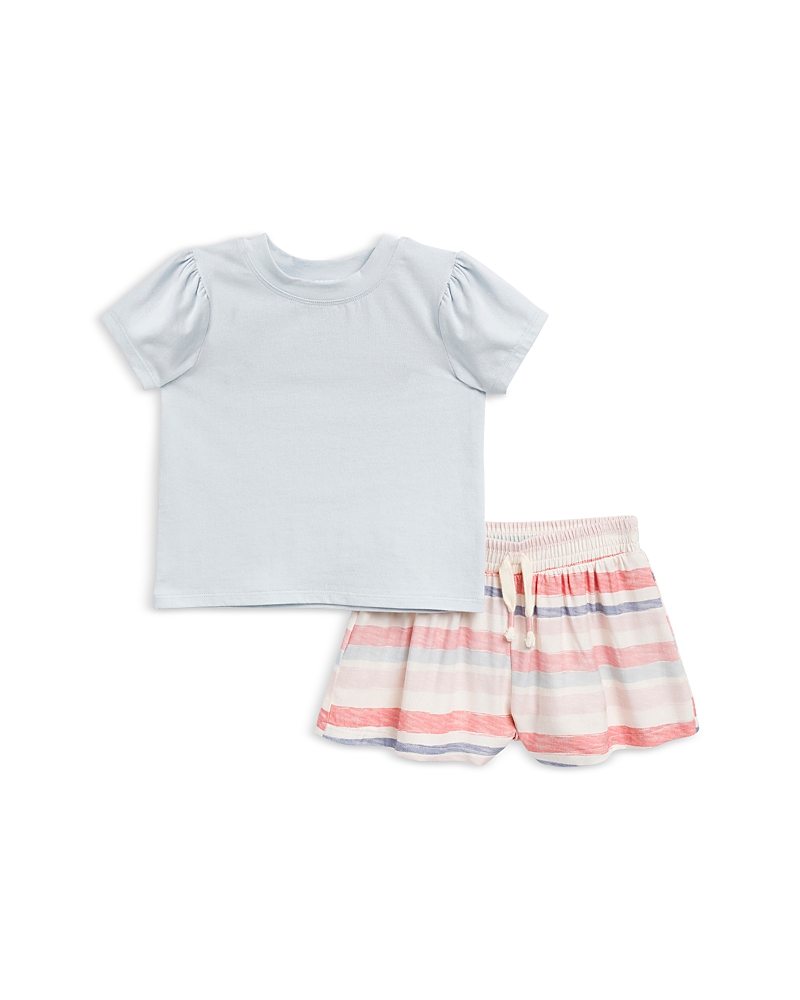 SPLENDID GIRLS' SOLID TEE & WATERCOLOR STRIPED SHORTS SET - LITTLE KID