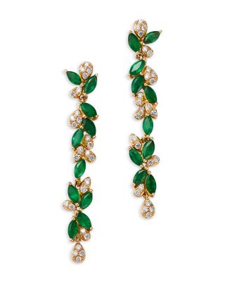 Bloomingdale's Fine Collection - Emerald & Diamond Vine Drop Earrings in 14K Yellow Gold