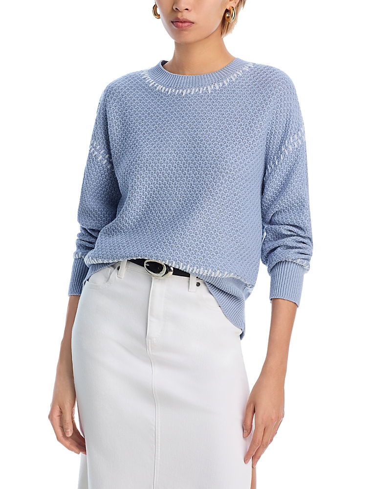AQUA WHIPSTITCH CREWNECK SWEATER - EXCLUSIVE