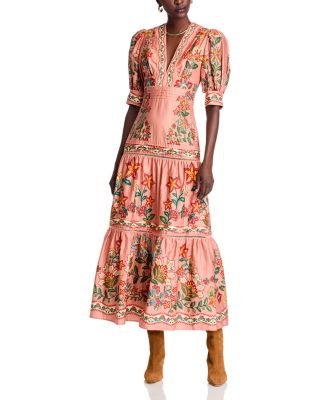 FARM Rio - Pink Garden Delight Short Sleeve Maxi Dress