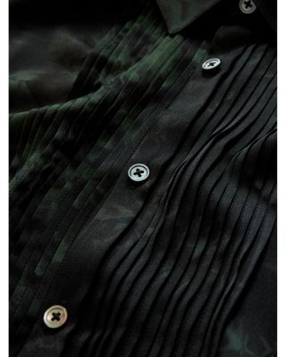 Silk Printed Pleated Front Shirt