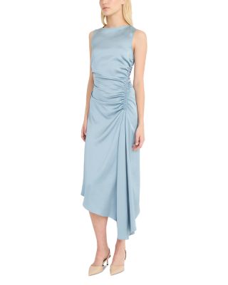 Boat Neck Asymmetric Midi Dress