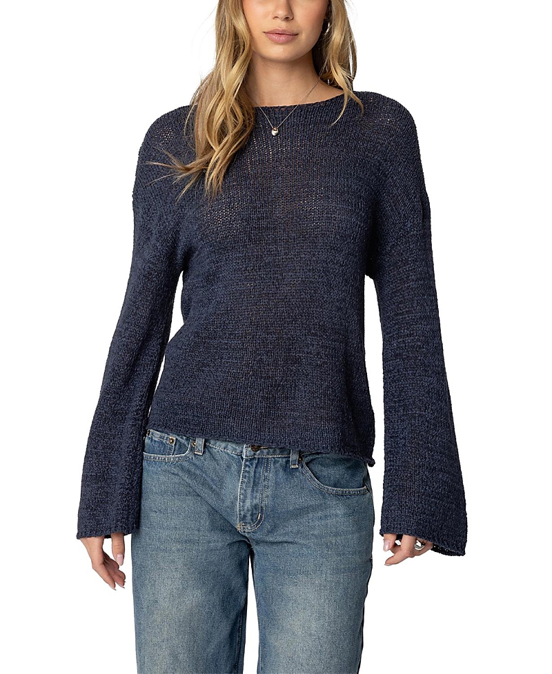 Edikted Drop Shoulder Light Knit Sweater In Blue