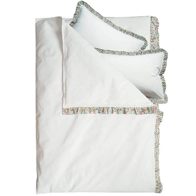 Coco & Wolf Liberty Fabric Betsy Grey Print Duvet Set, King In Betsy Grey White