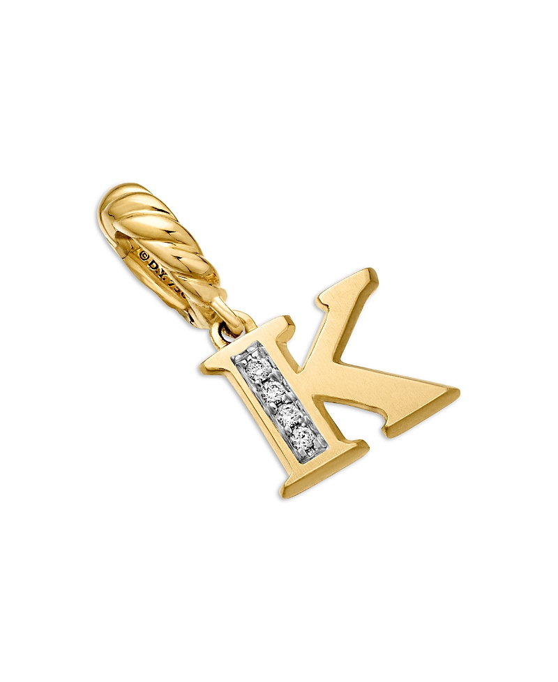 David Yurman 18K Gold Amulets Diamond Pave Initial Pendant