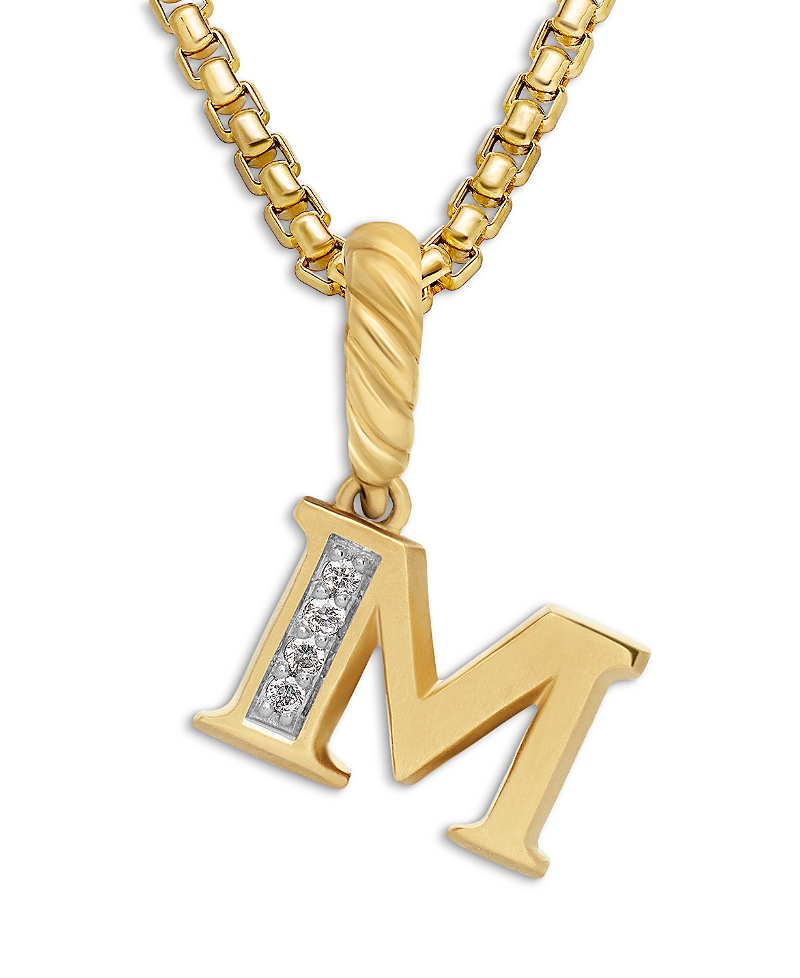 David Yurman 18K Gold Amulets Diamond Pave Initial Pendant · OS
