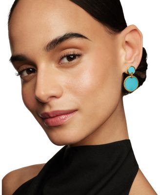 18K Yellow Gold DY Elements&reg; Double Drop Earrings with Turquoise