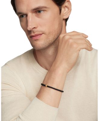 Men's Spiritual Beads Evil Eye Bracelet with Black Onyx, Sapphire and 18K Yellow Gold, 4mm