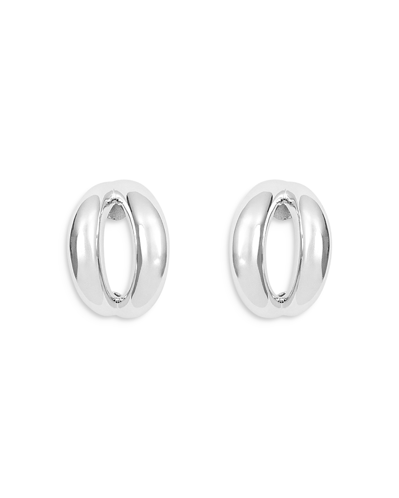 Nina Gordon Via Large Open Circle Statement Earrings In Silver