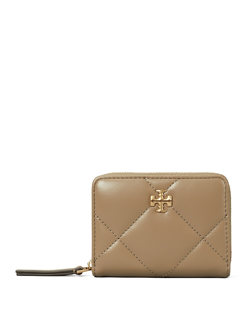 Tory Burch Chevron Diamond Quilt Bi-fold Wallet In Taupe Oak