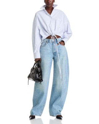 Drawstring Hem Poplin Shirt