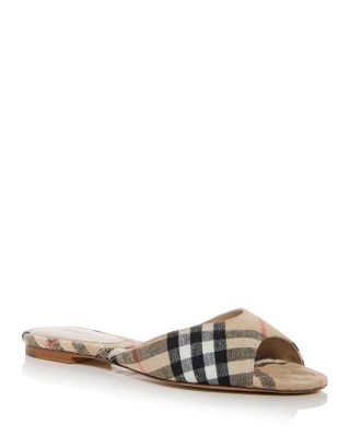 Burberry Women's Mews Check Slide Sandals | Bloomingdale's
