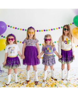 Girls' Mardi Gras Short Sleeve Tutu Dress - Little Kid, Big Kid
