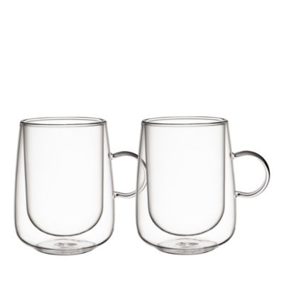 Artesano Hot and Cold Beverages Insulated Large Latte Glass with Handle, Set of 2