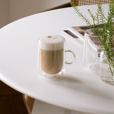 Artesano Hot and Cold Beverages Insulated Extra Large Latte Glass with Handle, Set of 2