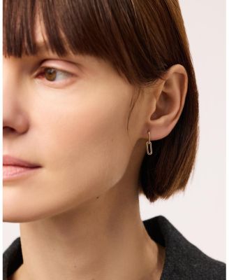  Solid Yellow Gold Oval Links Drop Earrings