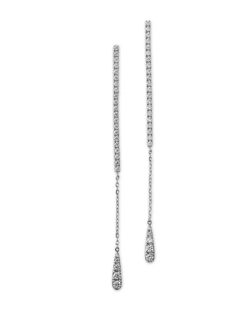 Bloomingdale's Fine Collection Diamond Micro Pave Diamond Linear Drop Earrings in 14K White Gold, 0.67 tcw