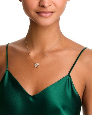 Diamond Flower Necklace in 14K Yellow Gold, 0.50 tcw