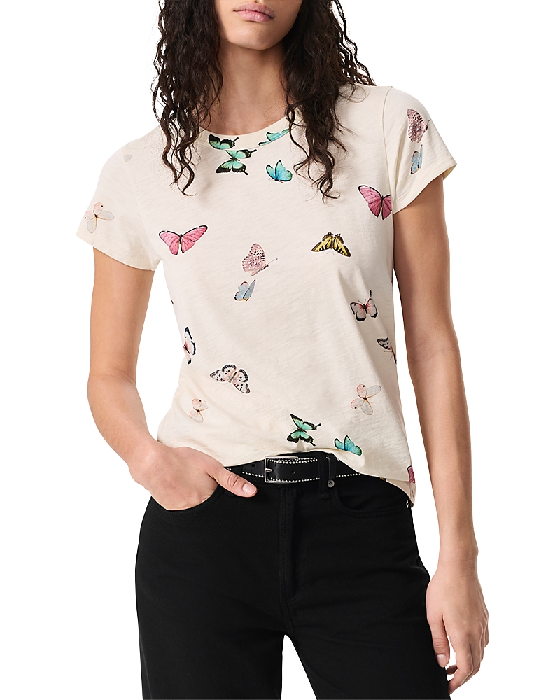 Rag & Bone Ozzy Butterfly Print Cotton Blend T-shirt In Neutral