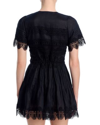 Violette Lace Trim Linen Dress