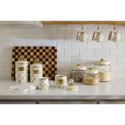Mocha Check Small Kitchen Canister
