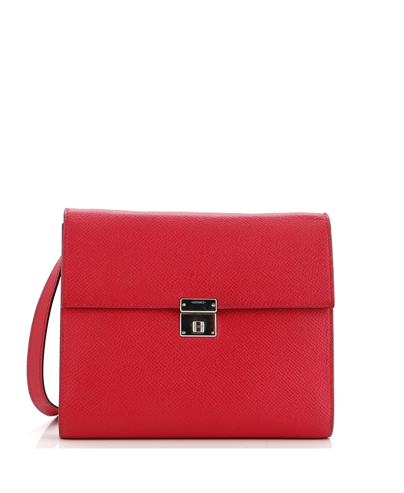 Pre-owned Pre-owned Hermes Hermes 16 Clic Wallet On Strap Epsom In Pink