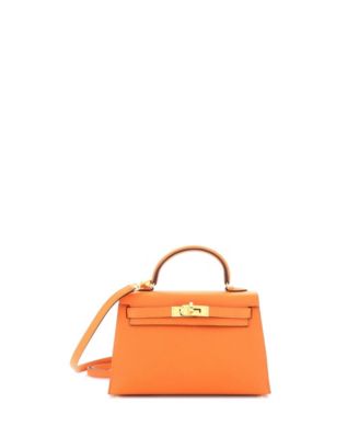 Pre-Owned HERMÈS - Kelly 20 Handbag Orange Epsom with Gold Hardware