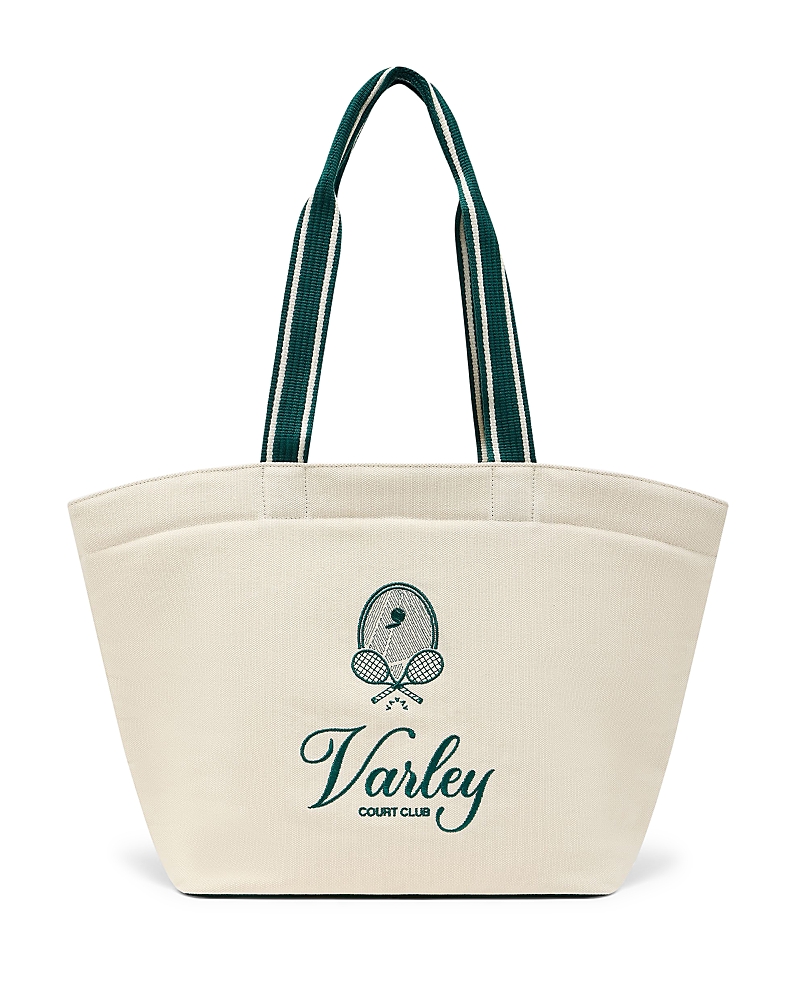 Varley Robinson Canvas Club Tote Bag In Ivory/forest