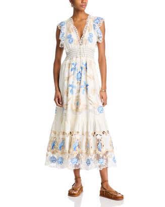 farm rio hummingbird richelieu maxi dress Farm Rio Women's Hummingbird Richelieu Maxi Dress - Green