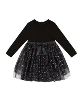 Deux par Deux - Girls' Bi-Material Dress with Glittering Tulle Skirt - Little Kid