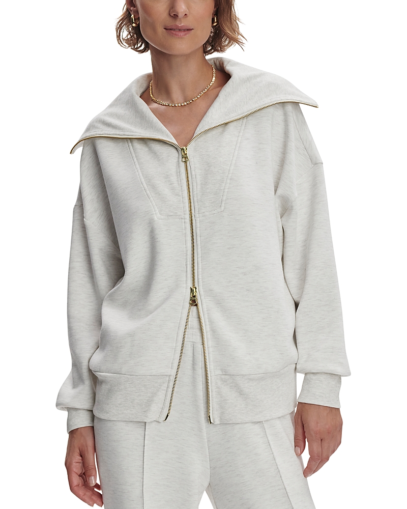 Varley Halley Zip Through Sweatshirt In Ivory Marl