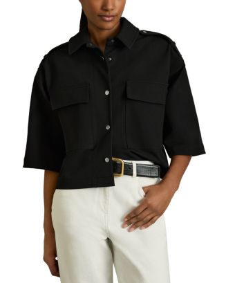 REISS Myrtle Cropped Shacket | Bloomingdale's Women