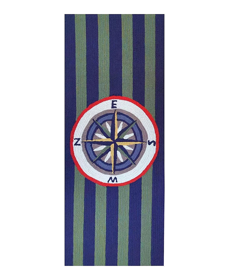 Liora Manne Frontporch Striped Compass Runner Area Rug, 2' X 5' In Multi