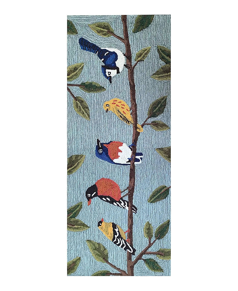 Liora Manne Frontporch Birds On A Branch Runner Area Rug, 2' X 5' In Blue