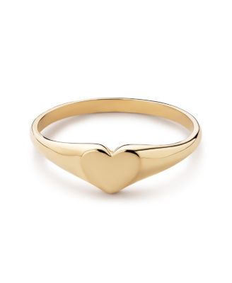 Solid Gold Heart Signet Ring