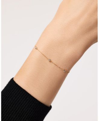  Solid Yellow Gold Lab-Grown Diamond Station Bracelet