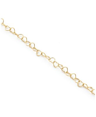 Solid Yellow Gold Heart Chain Bracelet
