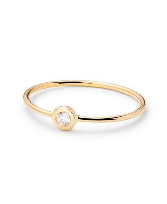  Solid Yellow Gold Solo Lab-Grown Diamond Stacking Ring