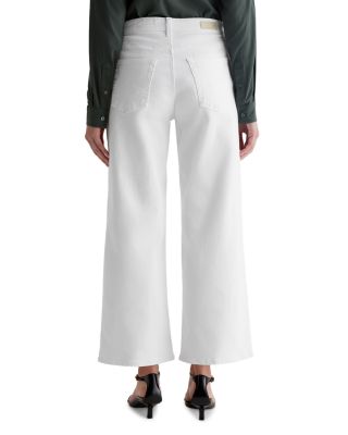 Saige Mid Rise Wide Leg Cropped Jeans in Gallery White