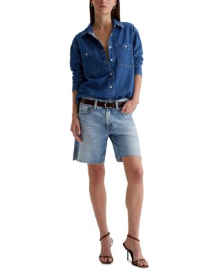 Faded Denim Bermuda Shorts