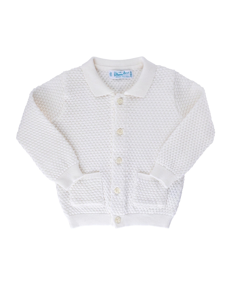 Feltman Brothers Unisex Popcorn Knit Cardigan - Baby In Ivory