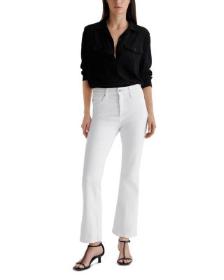 Farrah Mid Rise Boot Crop Jeans in Gallery White