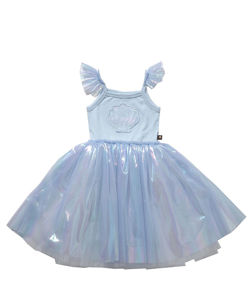 Petite Hailey Girls' Lily Shell Tutu Dress - Baby, Little Kid, Big Kid In Light/pastel Blue