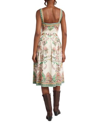 Printed Sweetheart Midi Dress