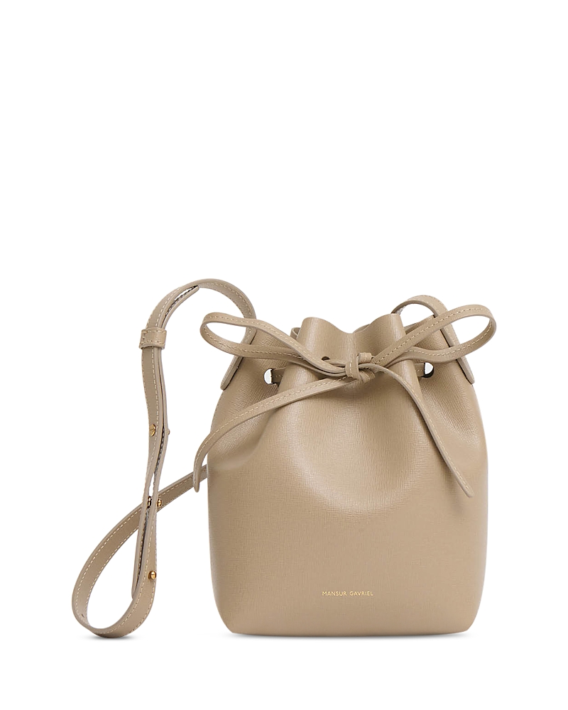 Mansur Gavriel Mini Soft Leather Bucket Bag In Warm Grey