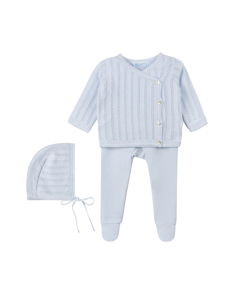 Feltman Brothers Unisex Pointelle Wrap Set With Hat - Baby In Blue